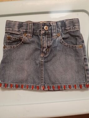 Old Navy Blue Denim Skirt with Red Hem Accents